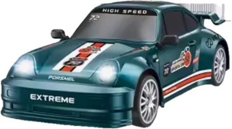 Deep green bodywork with contrasting racing stripes.